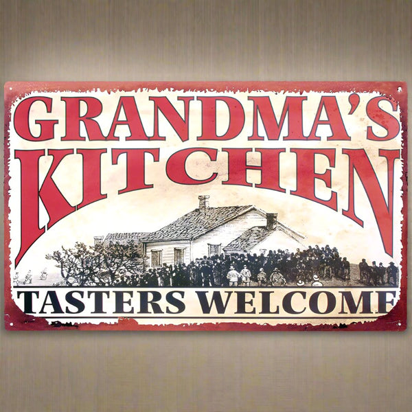 grandmas kitchen tasters welcome tin sign