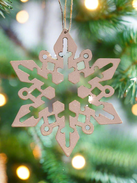 white glitter snowflakes christmas ornaments