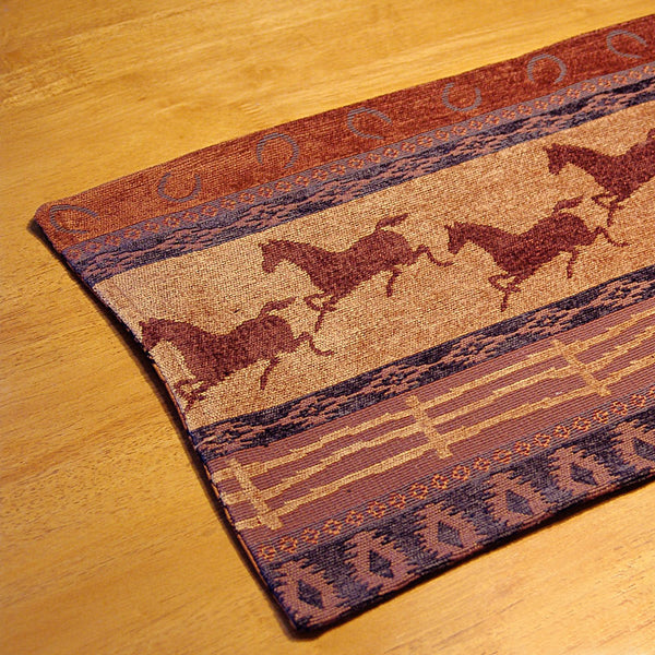 running horses & horseshoes brocade table runner