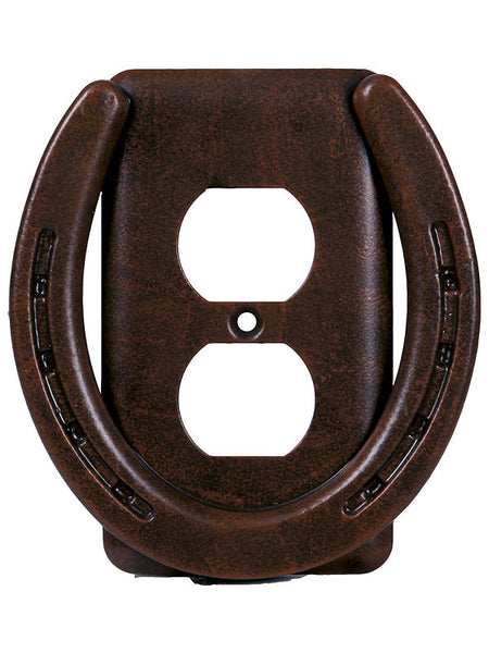 rusty horseshoes single outlet cover