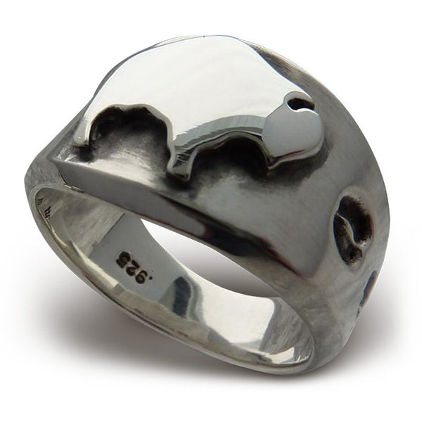 mens american spirit sterling silver buffalo ring