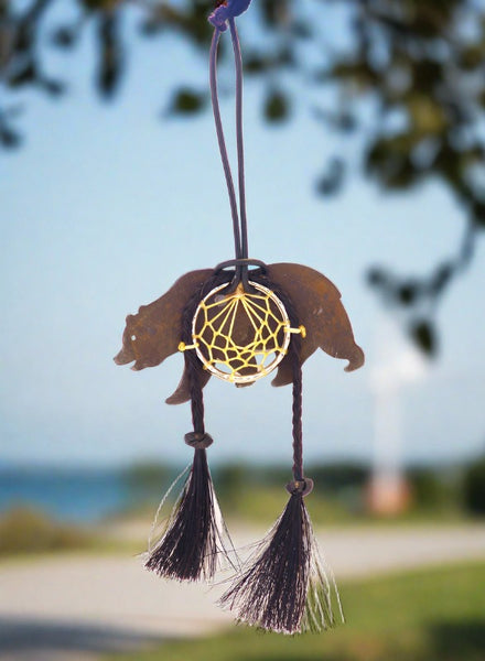 cowboy collectibles natural horse hair grizzly bear dream catcher