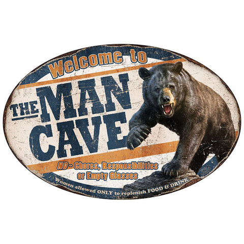 Vintage Welcome to the Man Cave Grizzly Bear Sign