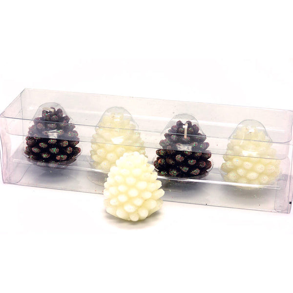 glittering holiday pine cone candles