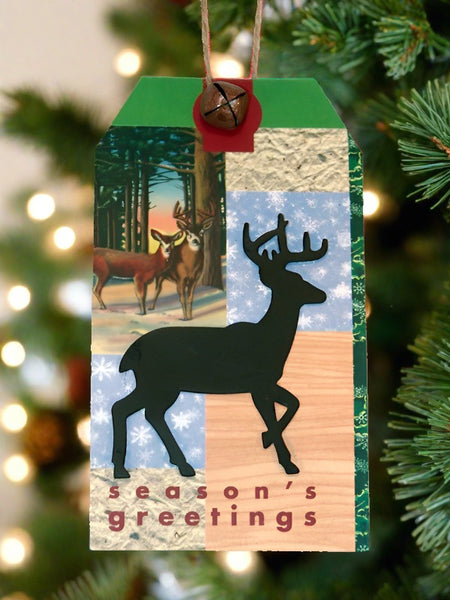 seasons greetings deer christmas ornament