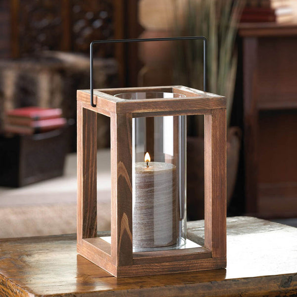 rustic wooden garden lantern