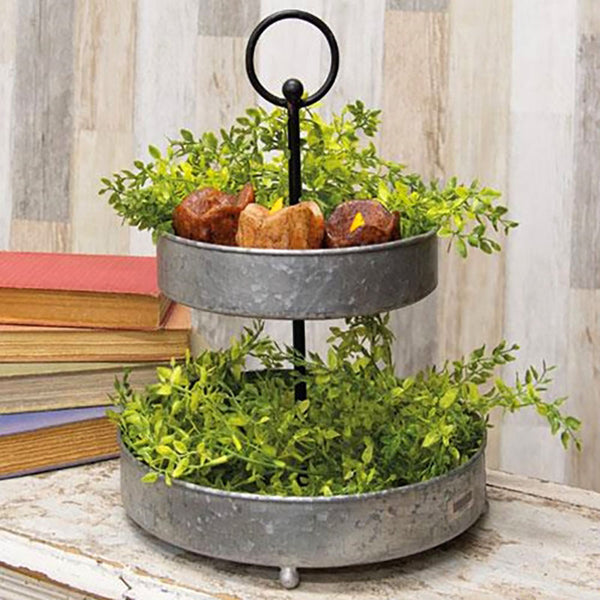 galvanized metal two tier tray