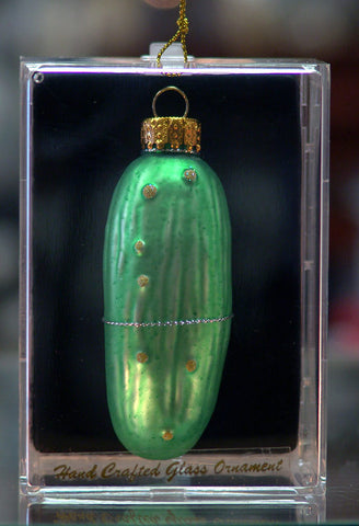 Hand-blown German Glass Pickle Christmas Ornament