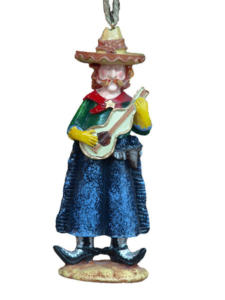 mexican cowboy with guitar christmas ornament