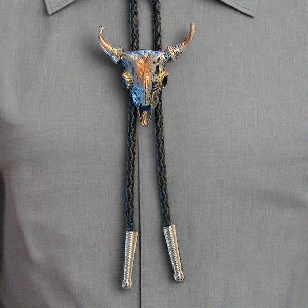cow skull bolo tie