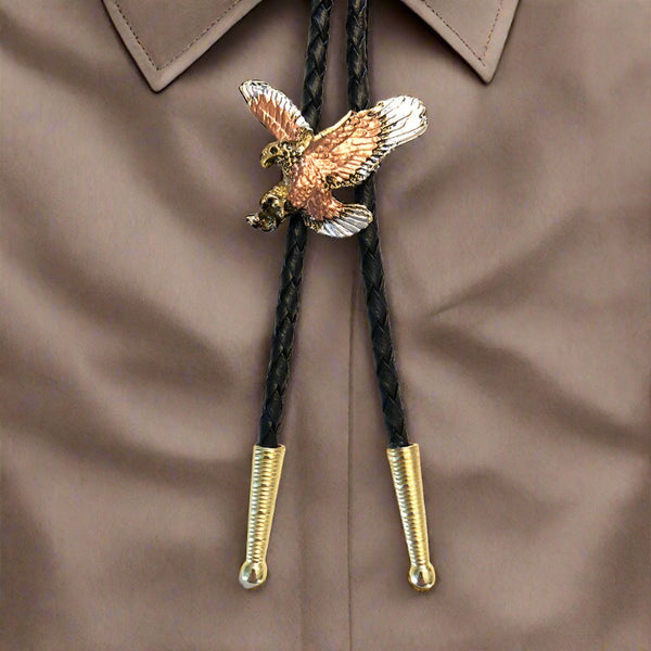 tricolor eagle in flight bolo tie