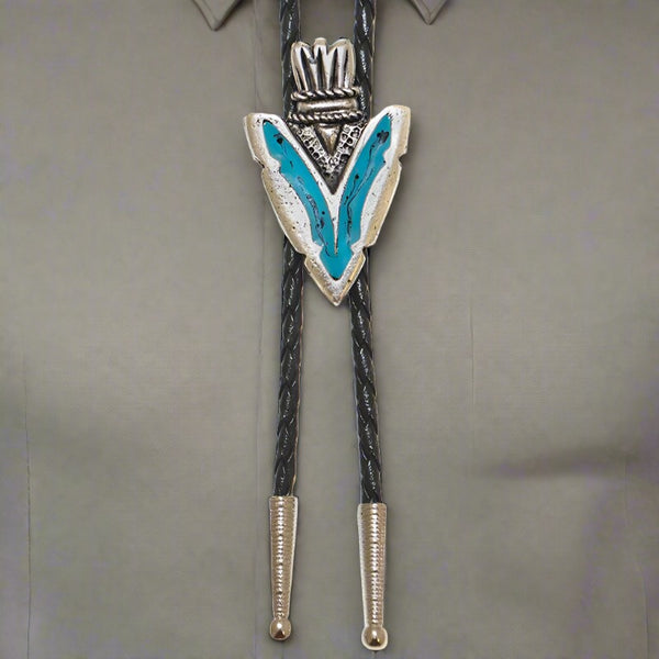 turquoise enamel arrowhead bolo tie