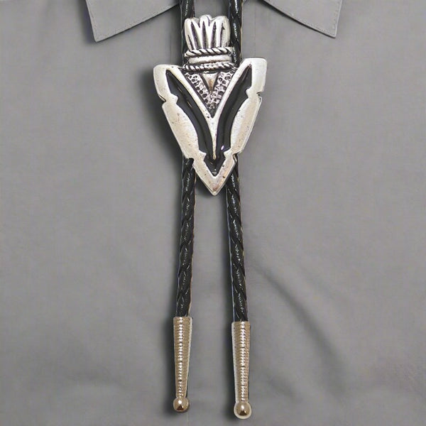 arrowhead black enamel bolo tie