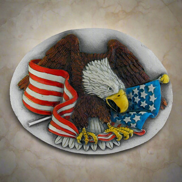 oval eagle american flag enamel belt buckle
