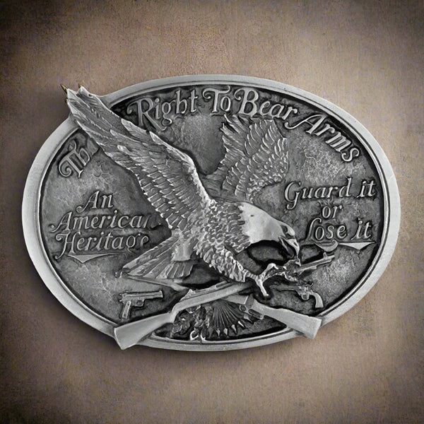 the right to bear arms pewter eagle belt buckle