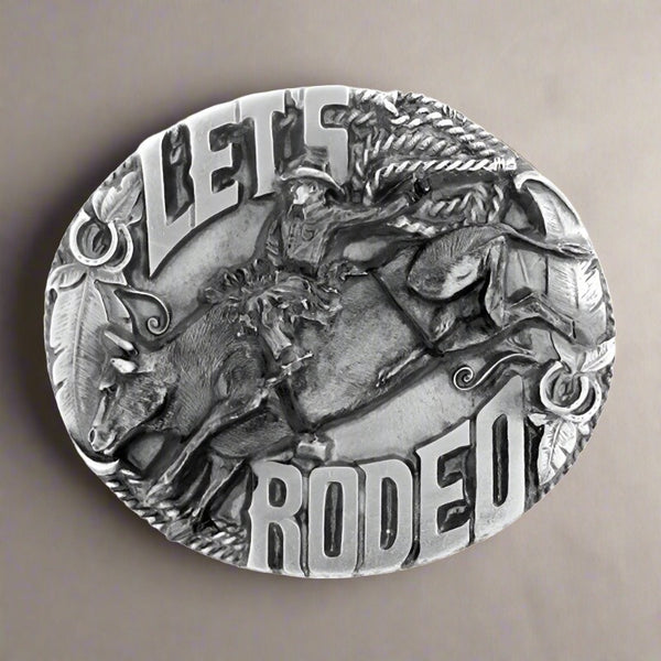 lets rodeo pewter bullrider belt buckle