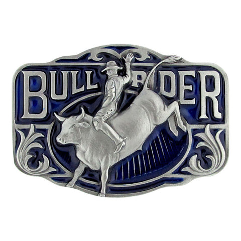Bullrider Pewter & Enamel Belt Buckle