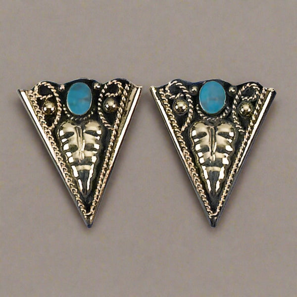 german silver turquoise collar tips
