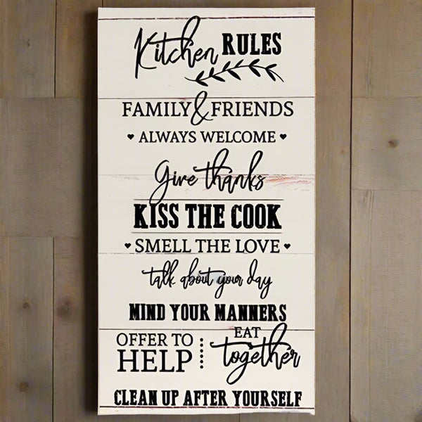 kitchen rules slat board sign