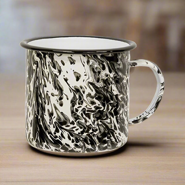 splatter enamel soup mug