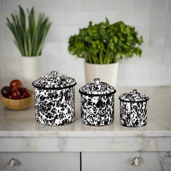 splatter enamel kitchen canister set