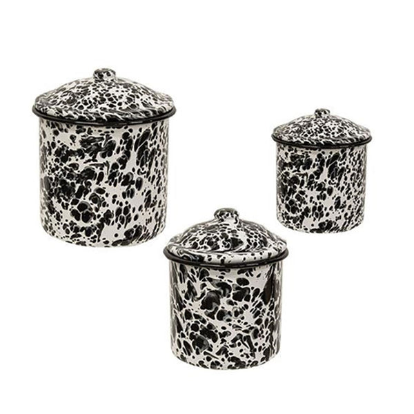 splatter enamel kitchen canister set