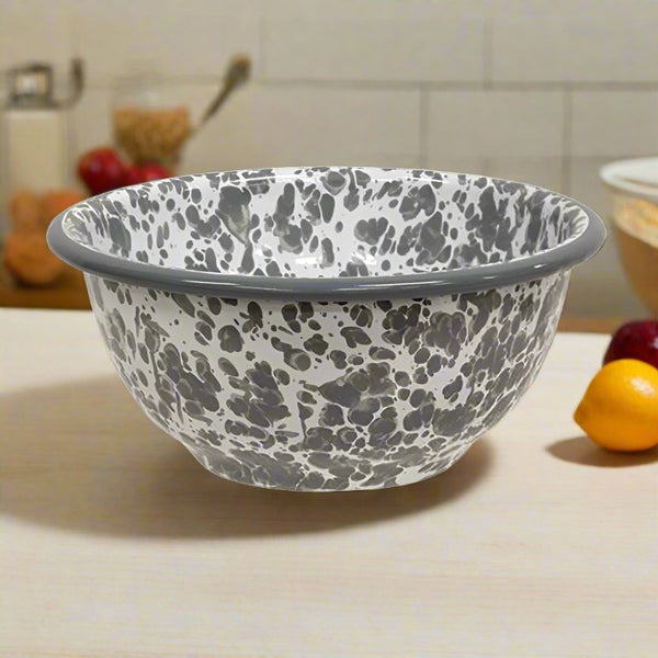 gray splatter enamel cereal bowl