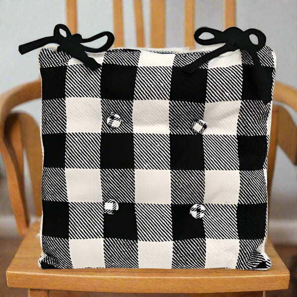 black and white buffalo check chair pads