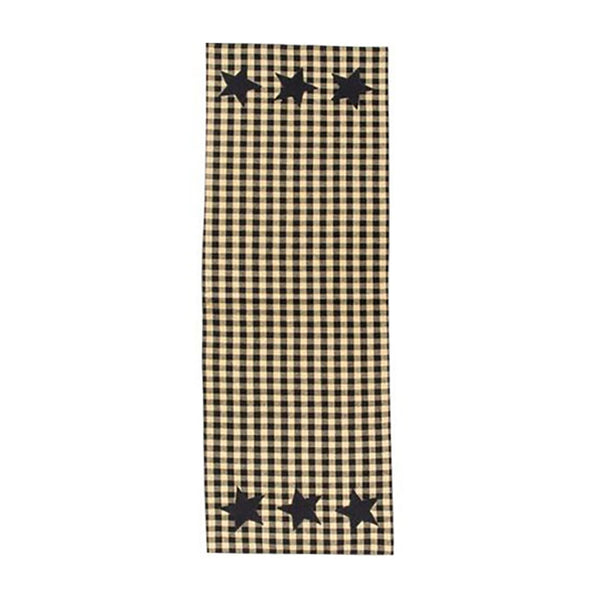black and tan checkered stars short table runner