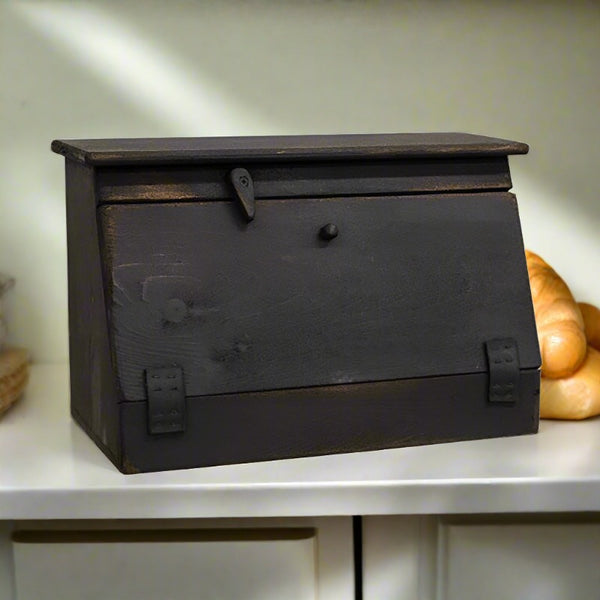 wooden black bread box