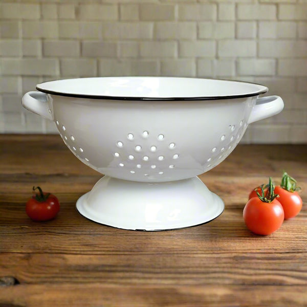 decorative baked enamel colander