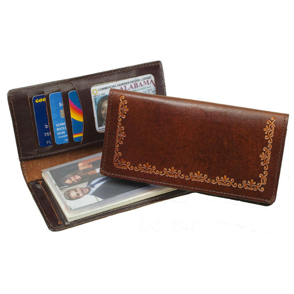 Womens Checkbook Wallet with ID Window and Snap Button Closure 3547 CF Brown