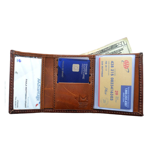 Embossed Horses Antique Brown Leather Trifold Wallet LW-803