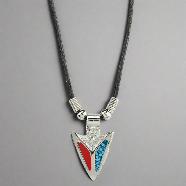 turquoise and coral arrowhead necklace