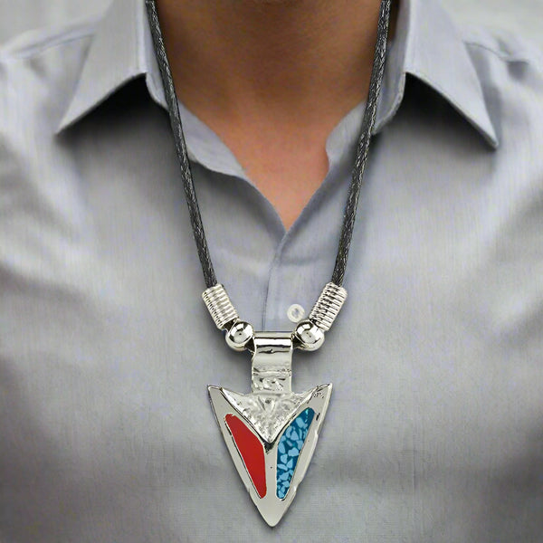 turquoise and coral arrowhead necklace