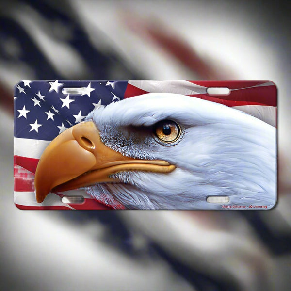american flag and eagle vanity license plate