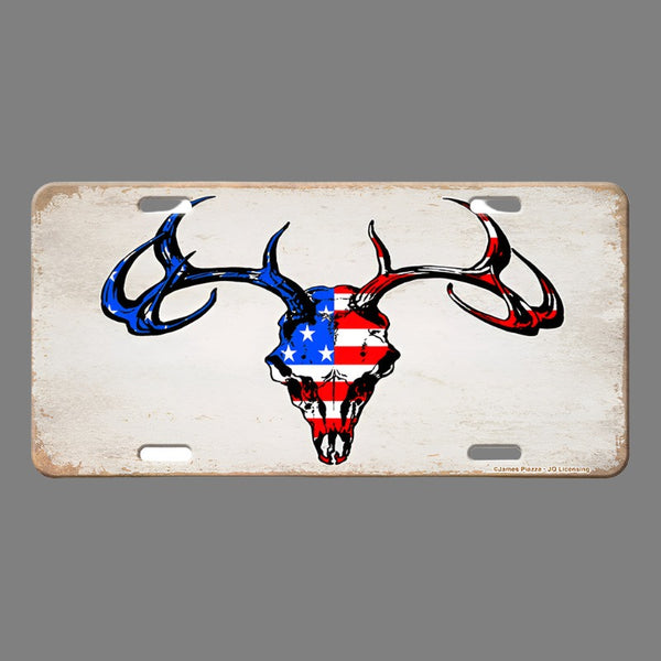american flag deer skull vanity license plate