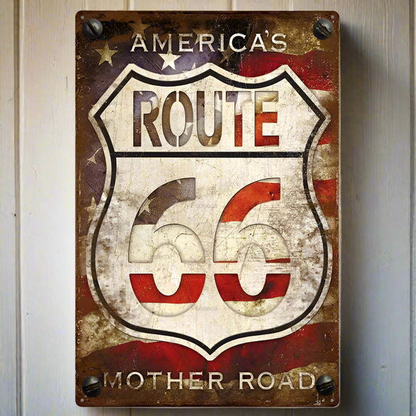americas mother road route 66 tin sign