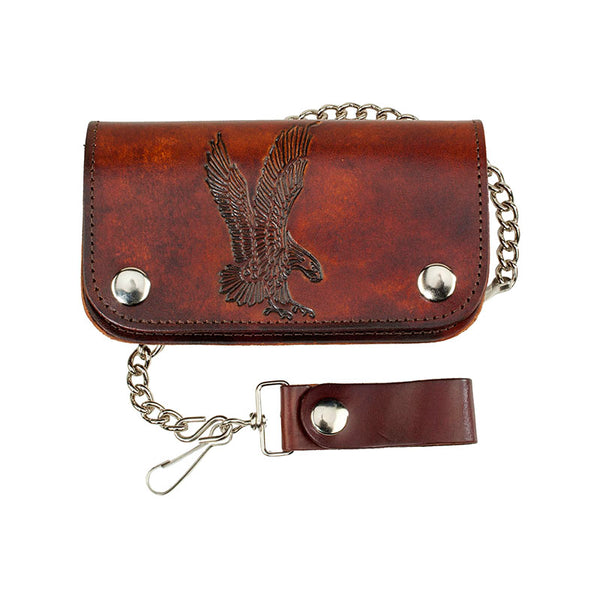 antique leather eagle biker wallet with chain