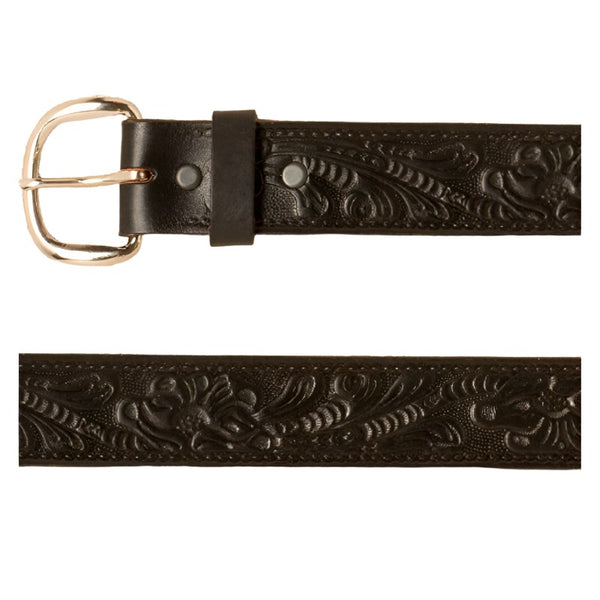 black floral tooled leather belt