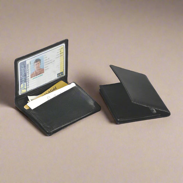 black leather business card case