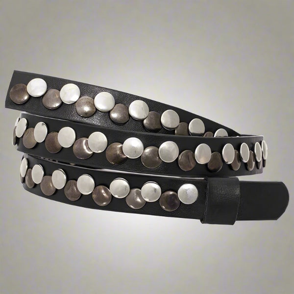 black leather studded hat band