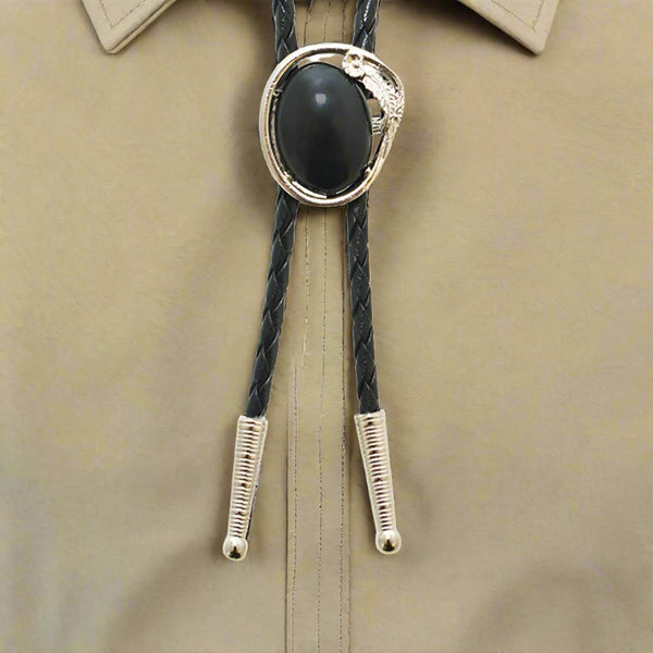 black onyx stone bolo tie