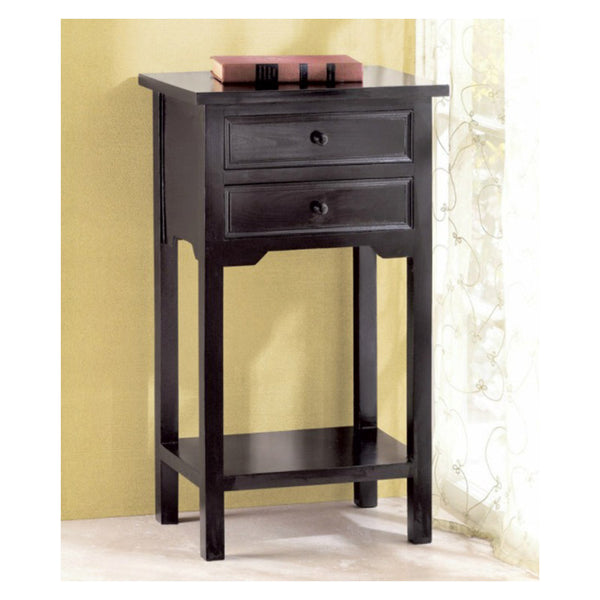 black two drawer side table