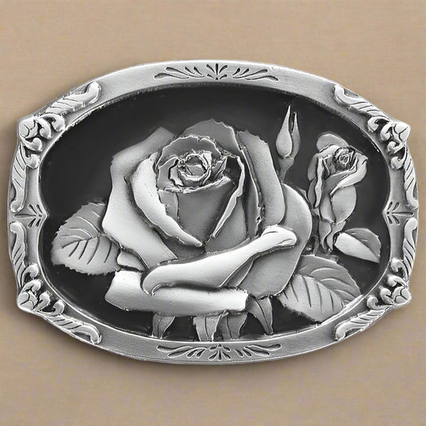 blooming rose belt buckle