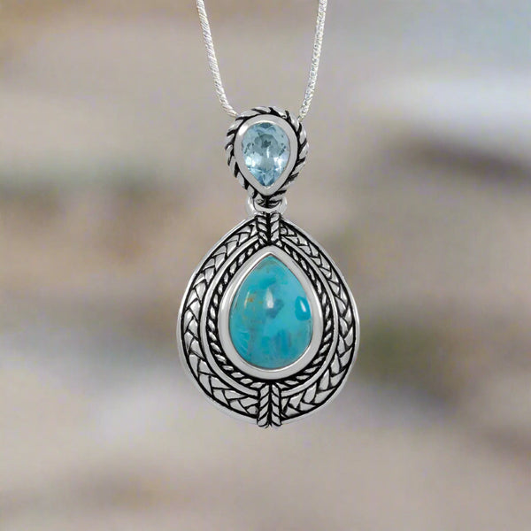 blue topaz and turquoise necklace pendant