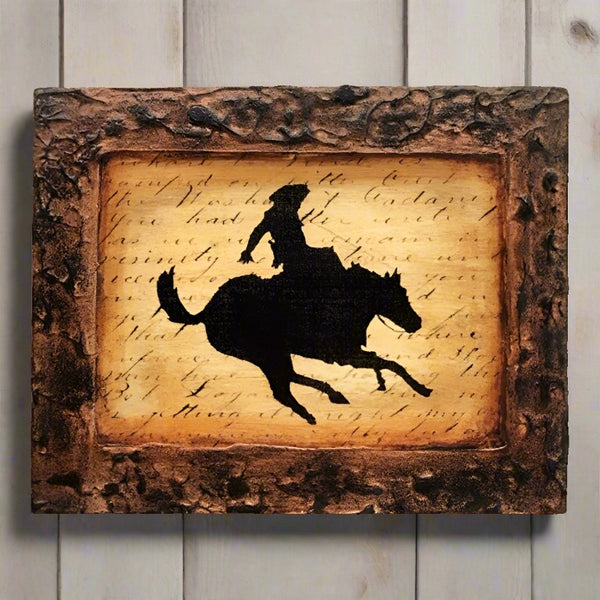 bucking bronco framed canvas art print