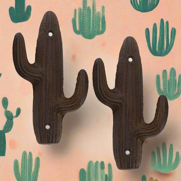 cast iron cactus wall hooks