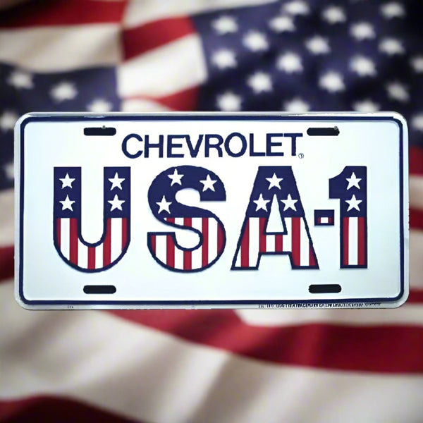chevrolet usa 1 tin license plate