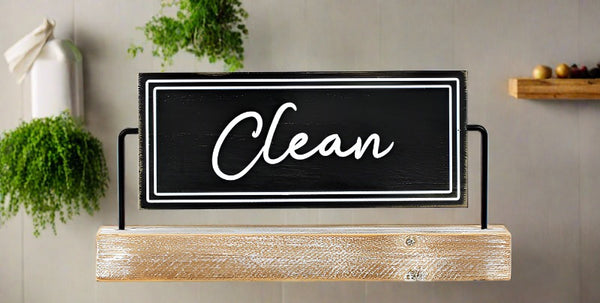 clean dirty dishwasher flip sign